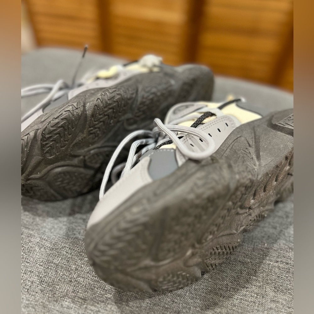 Gray and Cream Chunky Sneakers with Heart Charm - Picture 5 of 5